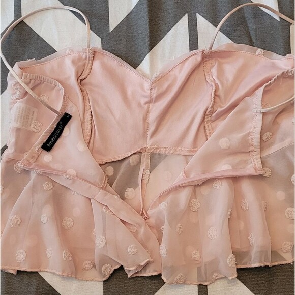 Double Crazy size medium light pink Chiffon crop tank top - Picture 7 of 7